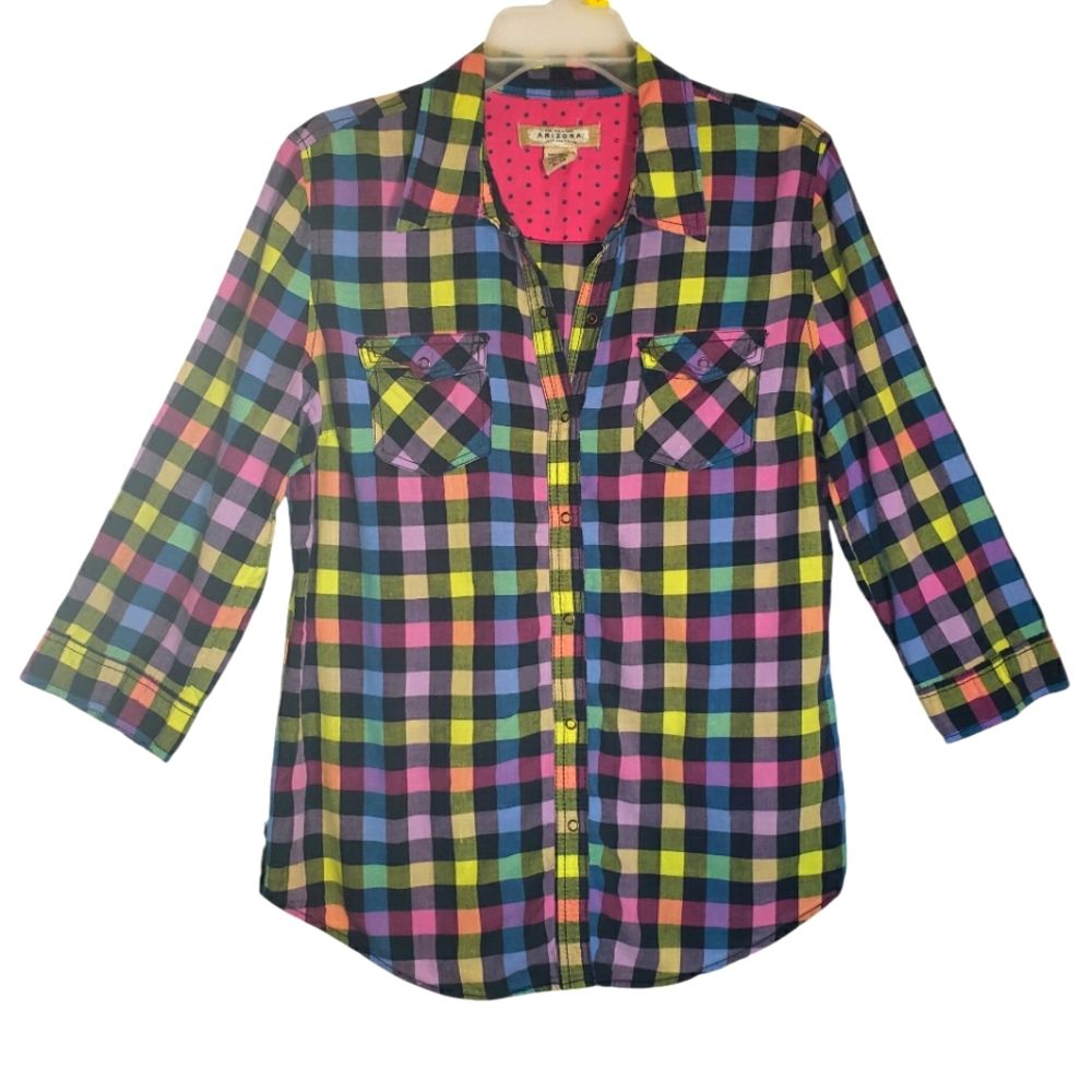 Arizona women's XL western checked collared long sleeves shirt. 6027